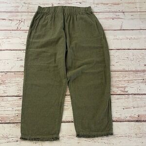 Cut Loose Pants Womens Size XL Green Linen Blend Wide Legged Cropped Made USA